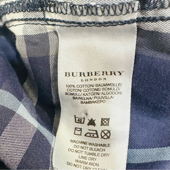 Burberry Body Lounge Pajama Pants Pockets Plaid Check Navy/Gray Cotton Medium - Picture 7 of 8